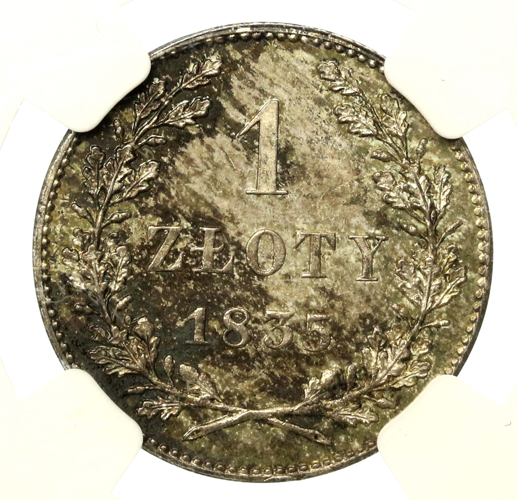 Wolne Miasto Kraków, 1 złoty 1835, Wiedeń. NGC MS63