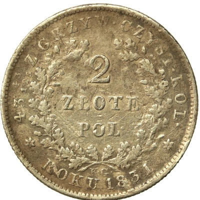 Powstanie Listopadowe, 2 złote 1831 KG, Warszawa