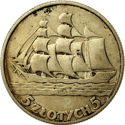 II RP, 5 złotych 1936 Żaglowiec