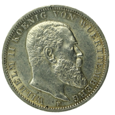 Niemcy, Wirtembergia, Wilhelm II, 3 marki 1914 F, Stuttgart