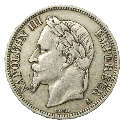 Francja, Napoleon III, 5 franków 1868, Paryż