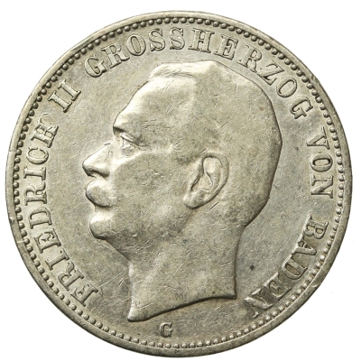 Niemcy, Badenia, Friedrich II, 3 marki 1909