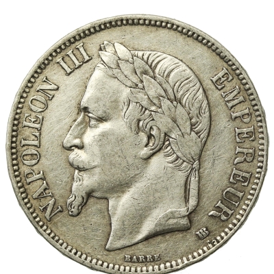 Francja, Napoleon III, 5 franków 1869, Strasburg