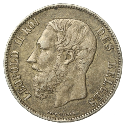Belgia, Leopold II, 5 franków 1868