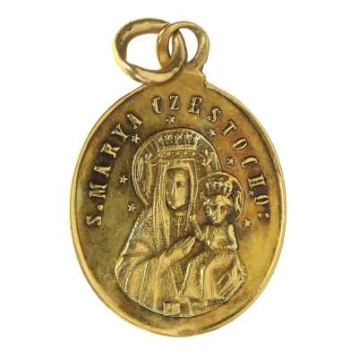 Medalik religijny M. B. Częstochowska XIX w. Złoto