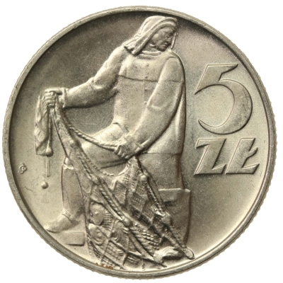 PRL, 5 złotych 1974, Rybak