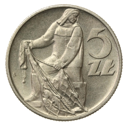 PRL, 5 złotych 1960, Rybak