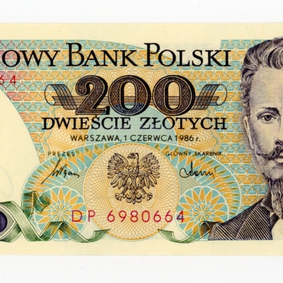 PRL 200 złotych 1986 DP. Rzadsze