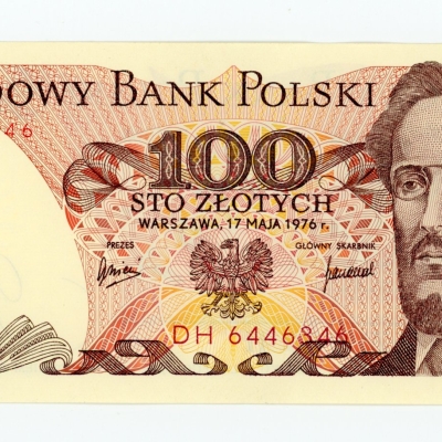 PRL, 100 złotych 1976 DH. Rzadka