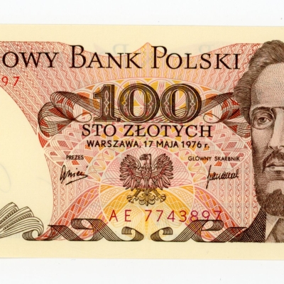 PRL, 100 złotych 1976 AE. Rzadkie, L7