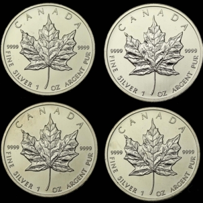 Kanada, Elżbieta II, 5 dolarów 2010 - Liść klonu, 1 oz. Ag 999 x 4 szt.
